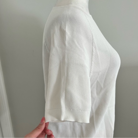 White scoop neck short sleeve sweater top size large chic essentials - Picture 2 of 7